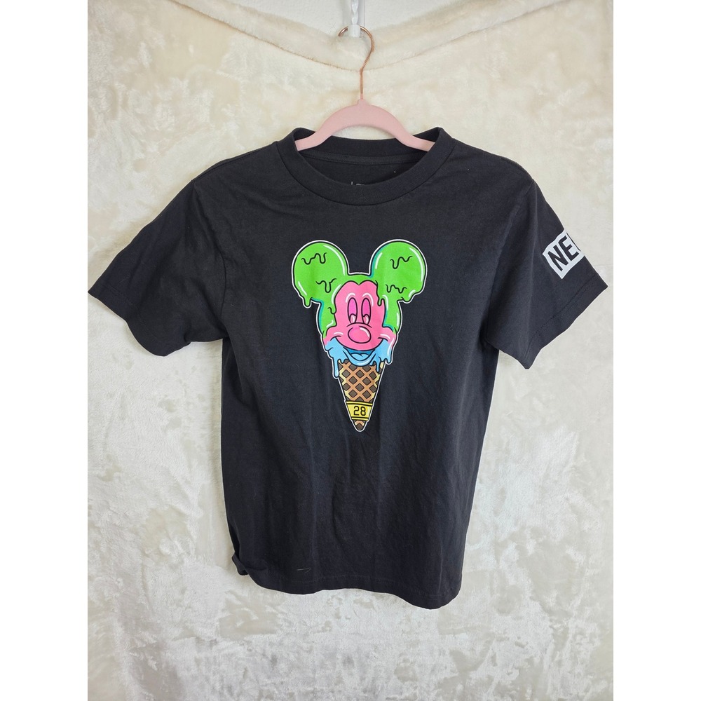 Neff Disney Mickey Mouse Melting Ice Cream Cone Graphic T-Shirt Black Small